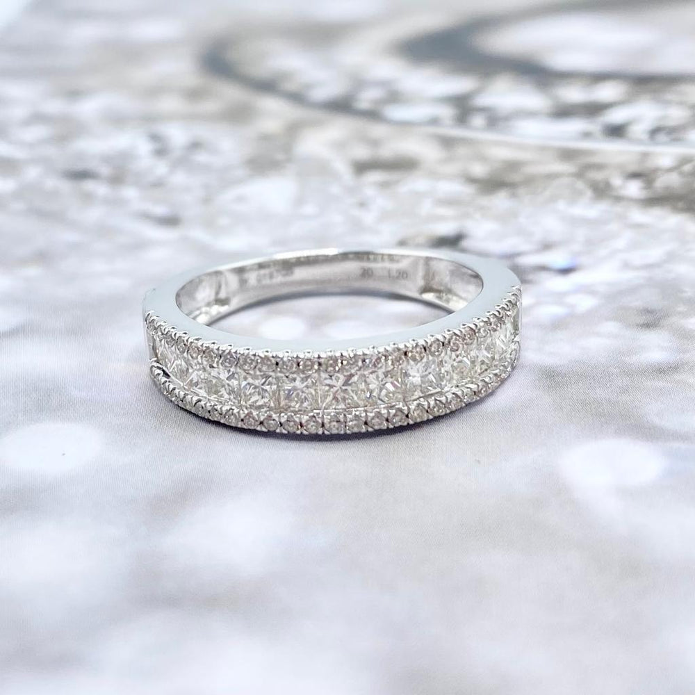 9ct White Gold and Diamond Fancy Half Eternity Ring