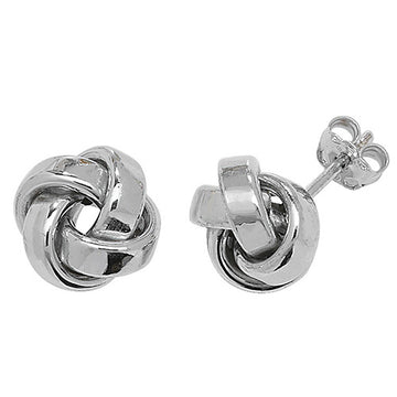 9ct White Gold Knot Stud Earrings