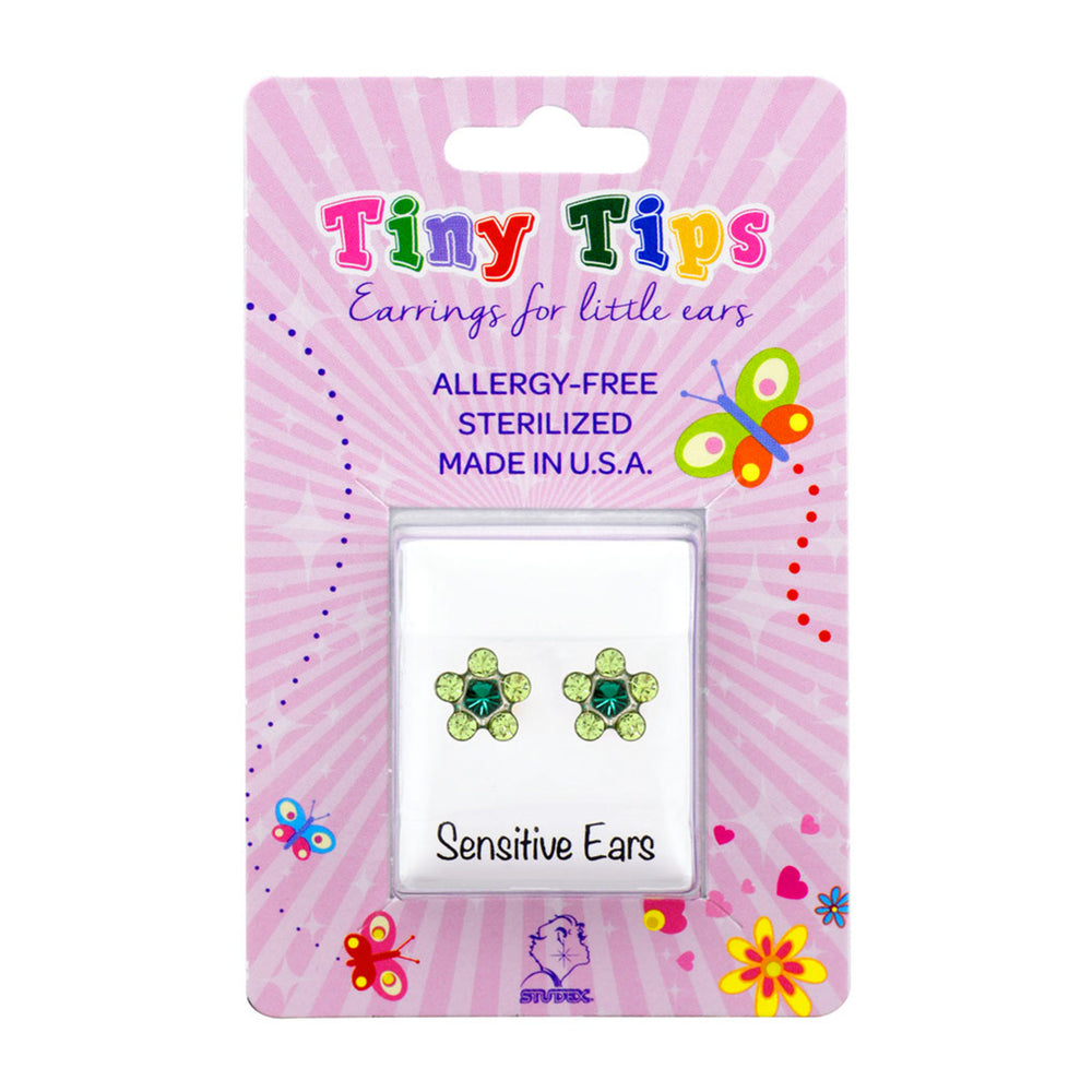 Studex Tiny Tips Daisy Emerald and Peridot Stud Earrings