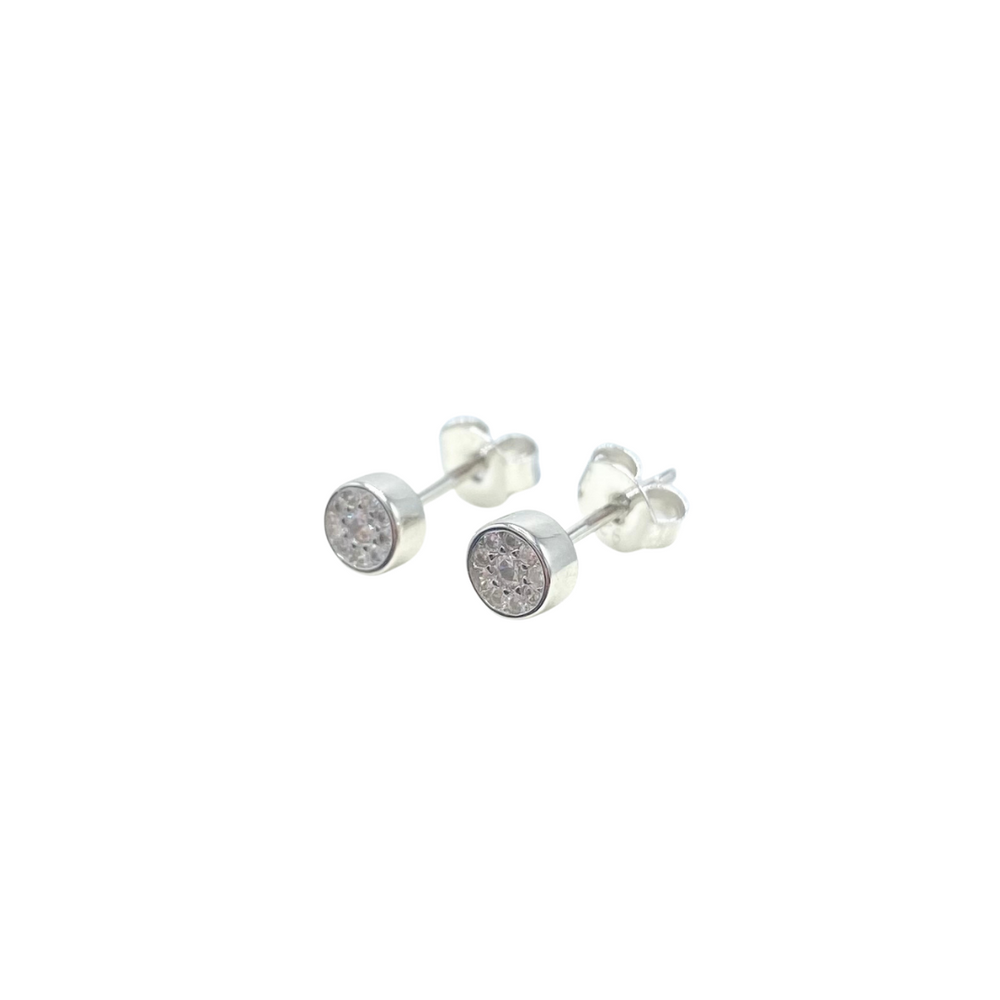 Sterling Silver CZ Cluster Earrings