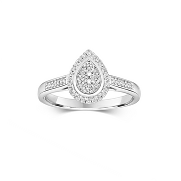 9ct White Gold Pear Shaped Diamond Cluster Ring