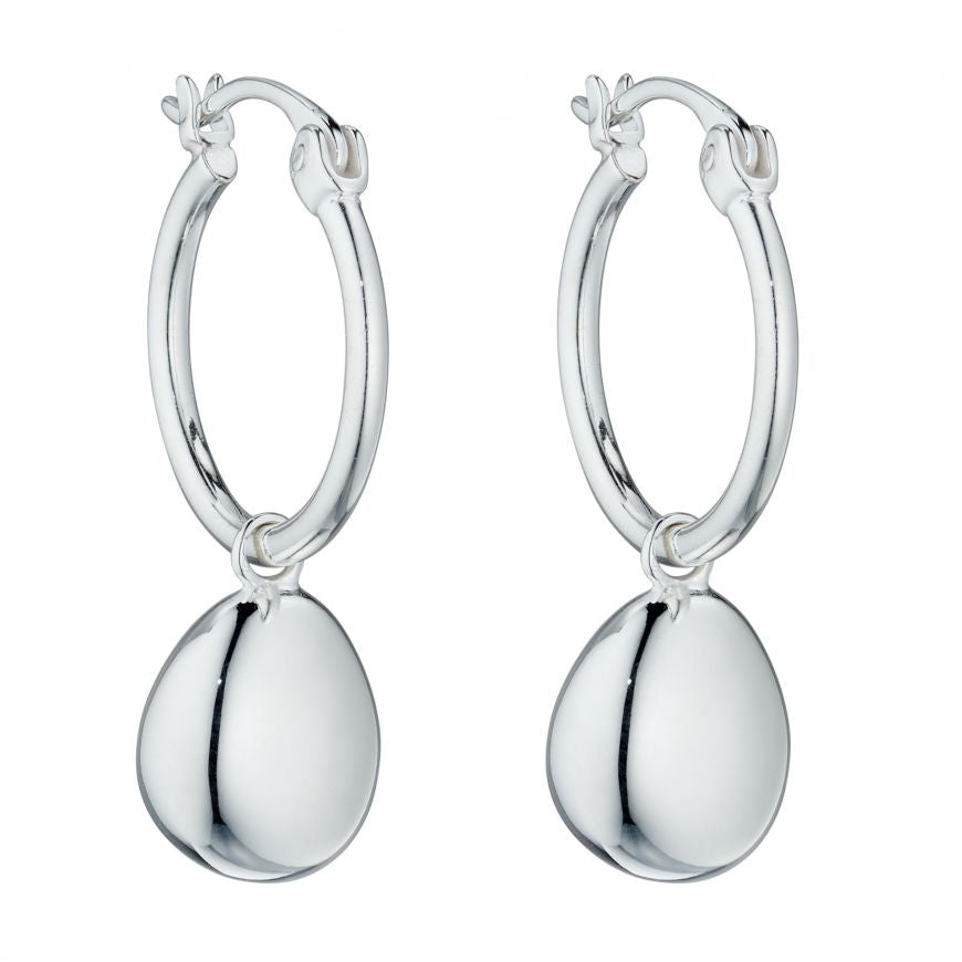 
            
                Load image into Gallery viewer, Sterling Silver Organic Pebble Hoop Earrings
            
        