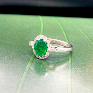 18ct White Gold, Emerald and Diamond Ring - Maudes The Jewellers