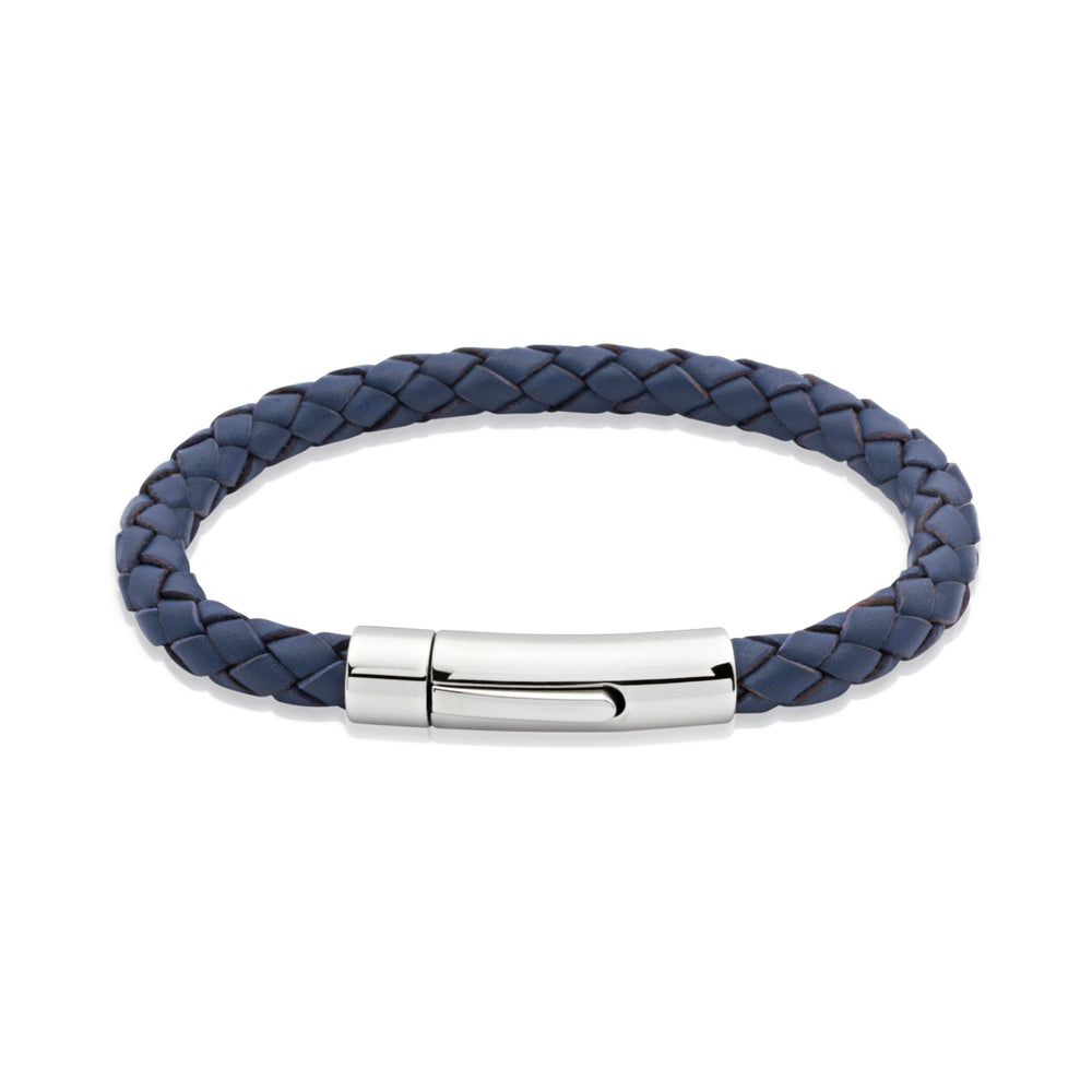 Unique & Co | Blue Leather Bracelet With Stainless Steel Clasp