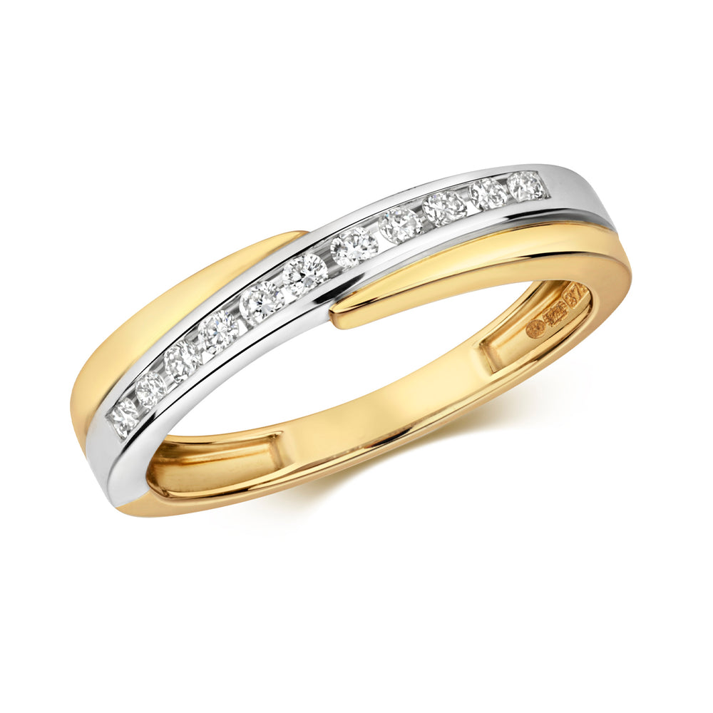 9ct White and Yellow Gold Diamond Crossover Ring