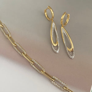 18ct Yellow and White Gold, Diamond Teardrop Earrings - Maudes The Jewellers