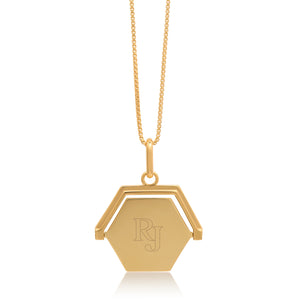 Rachel Jackson | Personalised Monogram Hexagon Spinning Gold Necklace