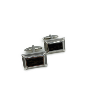 Unique & Co | Rectangular Steel and Wooden Cufflinks - Maudes The Jewellers