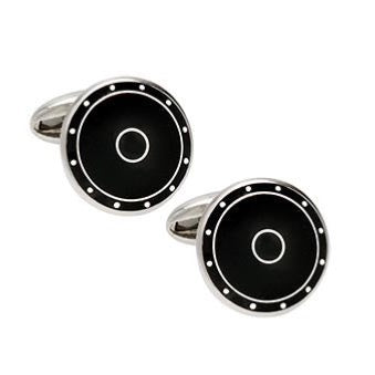 Philip Kydd Sterling Silver and Black Enamel Cufflinks