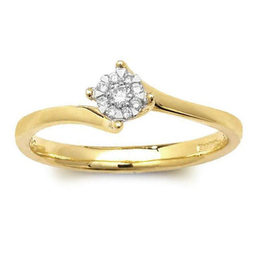 9ct Yellow Gold Twisted Diamond Illusion Solitaire Ring
