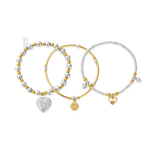 
            
                Load image into Gallery viewer, ChloBo | Gold and Silver Compassion Set of 3 Love
            
        