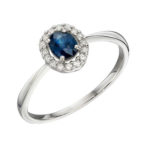 9ct White Gold, Sapphire and Diamond Ring