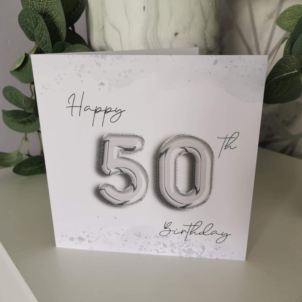 Balloon 50th Birthday Card