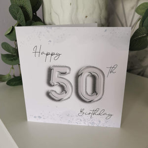 Balloon 50th Birthday Card