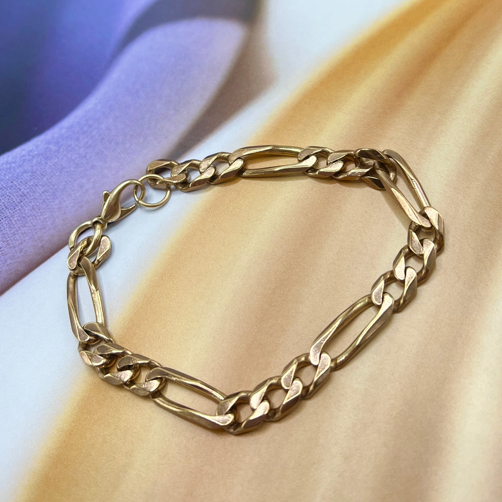 Pre Owned 9ct Yellow Gold Figaro Bracelet