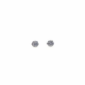 Sterling Silver Round CZ Stud Earrings