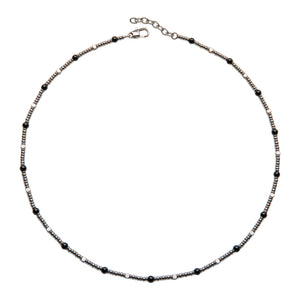 Unique & Co Stainless Steel Necklace with Onyx beads - Maudes The Jewellers
