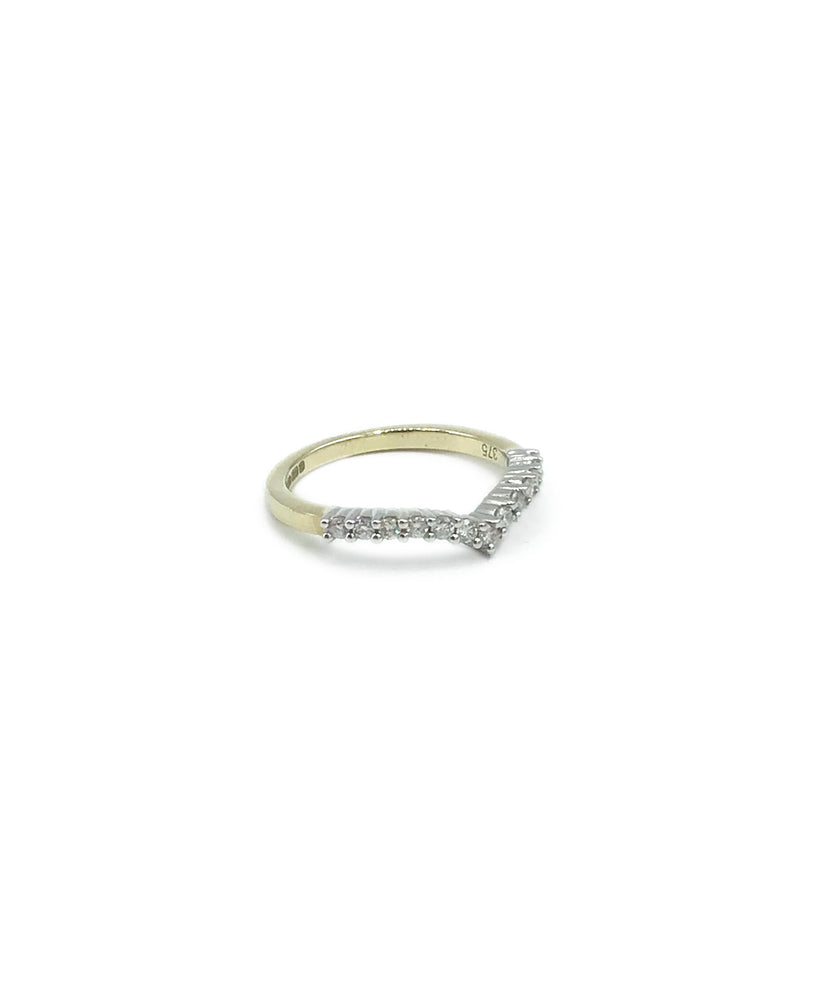 9ct Yellow Gold, Diamond Wishbone Ring - Maudes The Jewellers