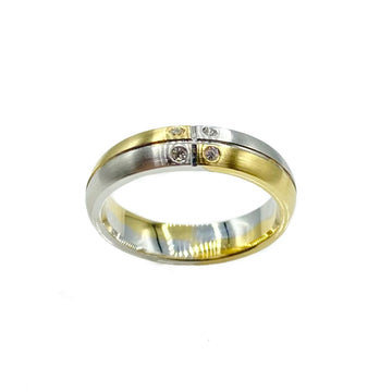18ct Yellow and White Gold, Diamond Wedding Ring 3mm