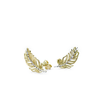 9ct Yellow Gold Feather Stud Earrings