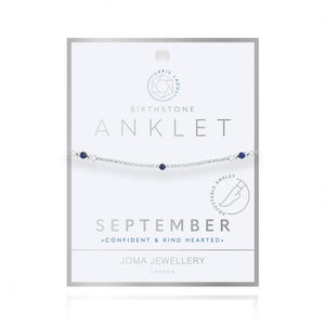 Joma Jewellery Birthstone Anklet - September Lapis Lazuli