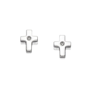D for Diamond | Children’s Sterling Silver Cross Earrings - Maudes The Jewellers