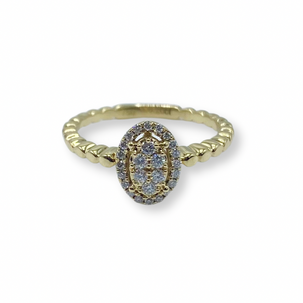 
            
                Load image into Gallery viewer, 18ct Yellow Gold Oval Diamond Cluster Engagement Ring
            
        