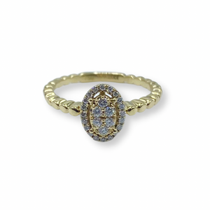 18ct Yellow Gold Oval Diamond Cluster Engagement Ring
