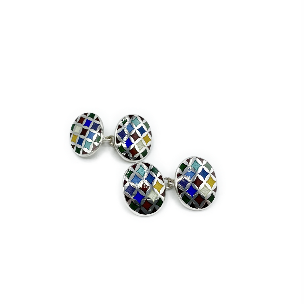 
            
                Load image into Gallery viewer, Philip Kydd Sterling Silver Harlequin Cufflinks - Maudes The Jewellers
            
        