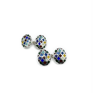 
            
                Load image into Gallery viewer, Philip Kydd Sterling Silver Harlequin Cufflinks - Maudes The Jewellers
            
        