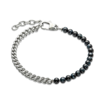 Unique & Co | Stainless Steel Bracelet with Blue Tiger Eye Beads