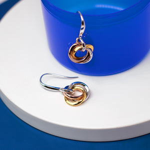 Kit Heath | Bevel Trilogy Gold & Rose Gold Drop Earrings