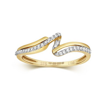 9ct Yellow Gold Diamond Fancy Wave Ring