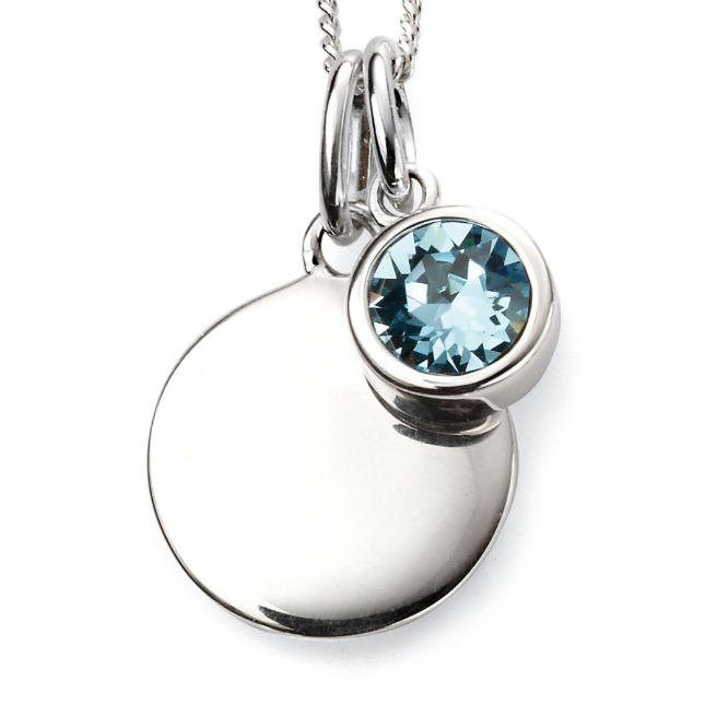 March BirthStone Pendant With Disc - Maudes The Jewellers