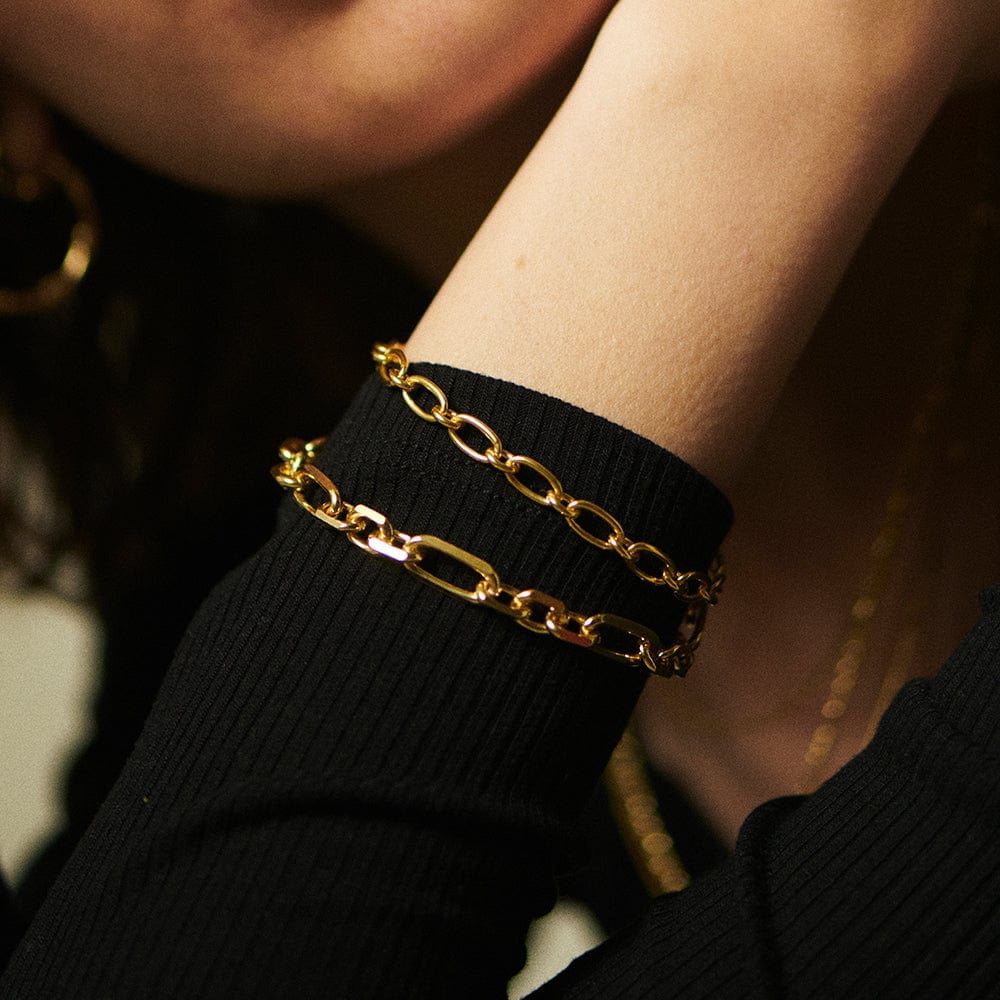 
            
                Load image into Gallery viewer, Daisy London Stacked Linked Chain Bracelet | 18ct Gold Plated
            
        