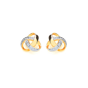9ct Yellow Gold Diamond Knot Stud Earrings