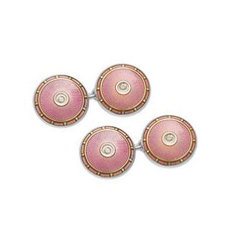 Philip Kydd Sterling Silver Enamel and Diamond Cufflinks