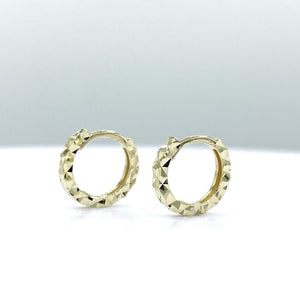 9ct Yellow Gold Diamond Cut Huggie Hoop Earrings