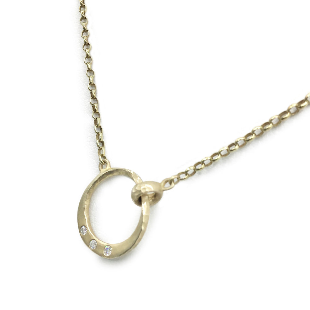 9ct Yellow Gold and Diamond Dower and Hall Circle Necklace - Maudes The Jewellers