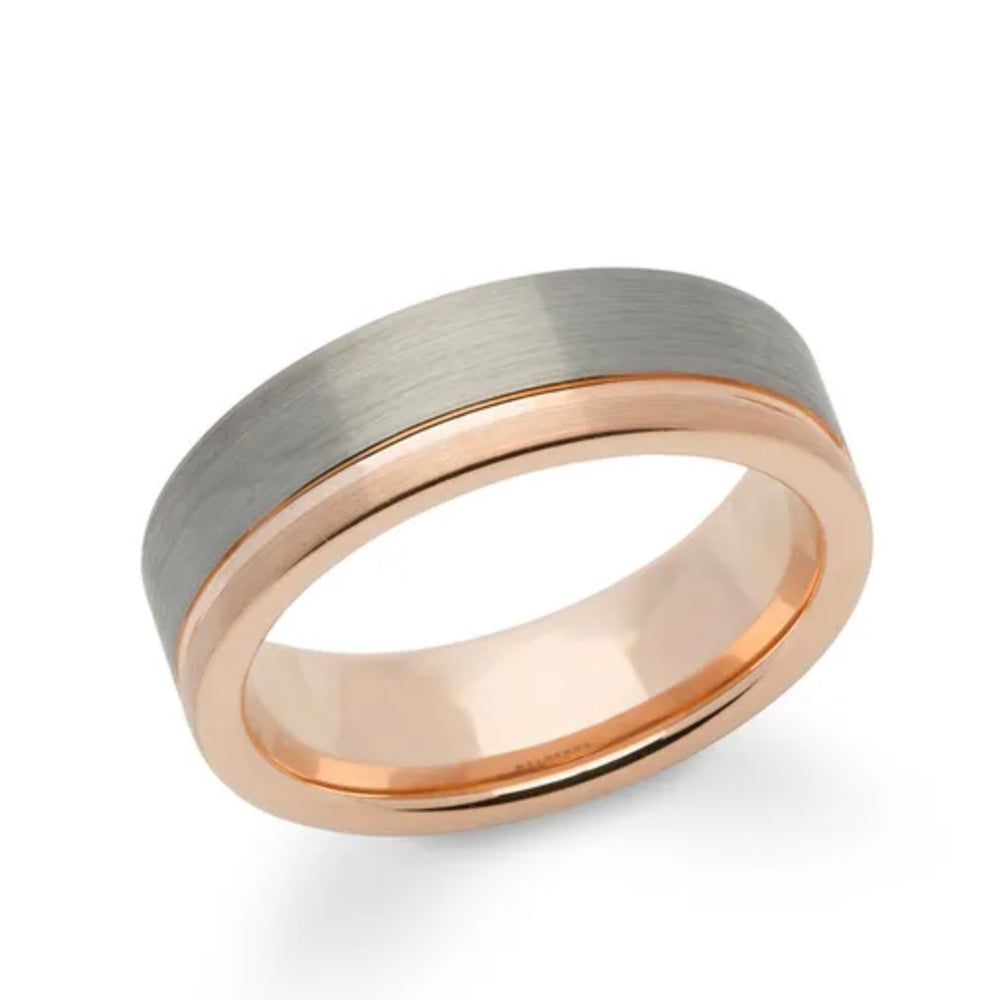 Unique & Co | Tungsten Carbide 7mm Mens Ring with Rose Gold Plating