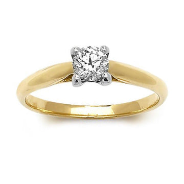 18ct Yellow Gold, Diamond Solitaire Engagement Ring