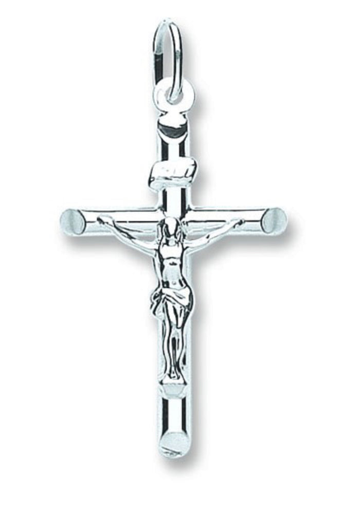 Sterling Silver Tubed Crucifix (No Chain)