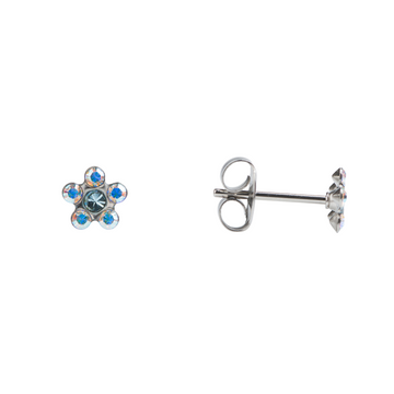 Studex Tiny Tips Daisy AB Crystal March Aquamarine Stud Earrings