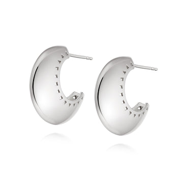 Sterling Silver Artisan Stamped Large Hoop Earrings