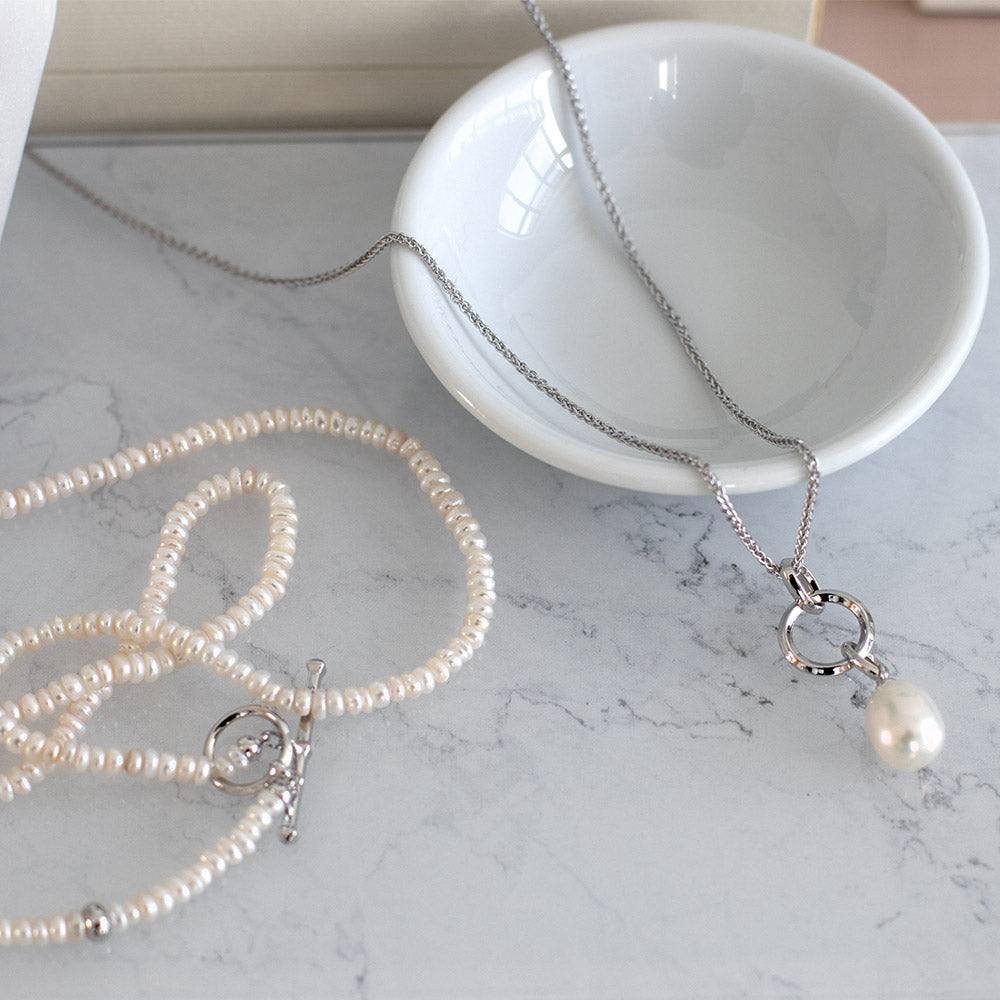 Kit Heath | Astoria Pearl Drop Silver Necklace