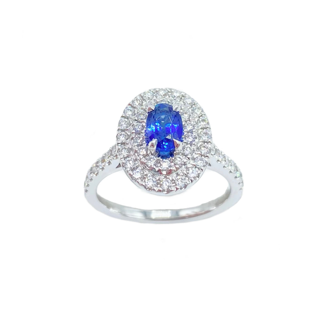 
            
                Load image into Gallery viewer, 18ct White Gold, Sapphire and Diamond Ring - Maudes The Jewellers
            
        