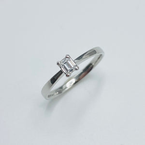 Platinum Baguette Diamond Solitaire Engagement Ring