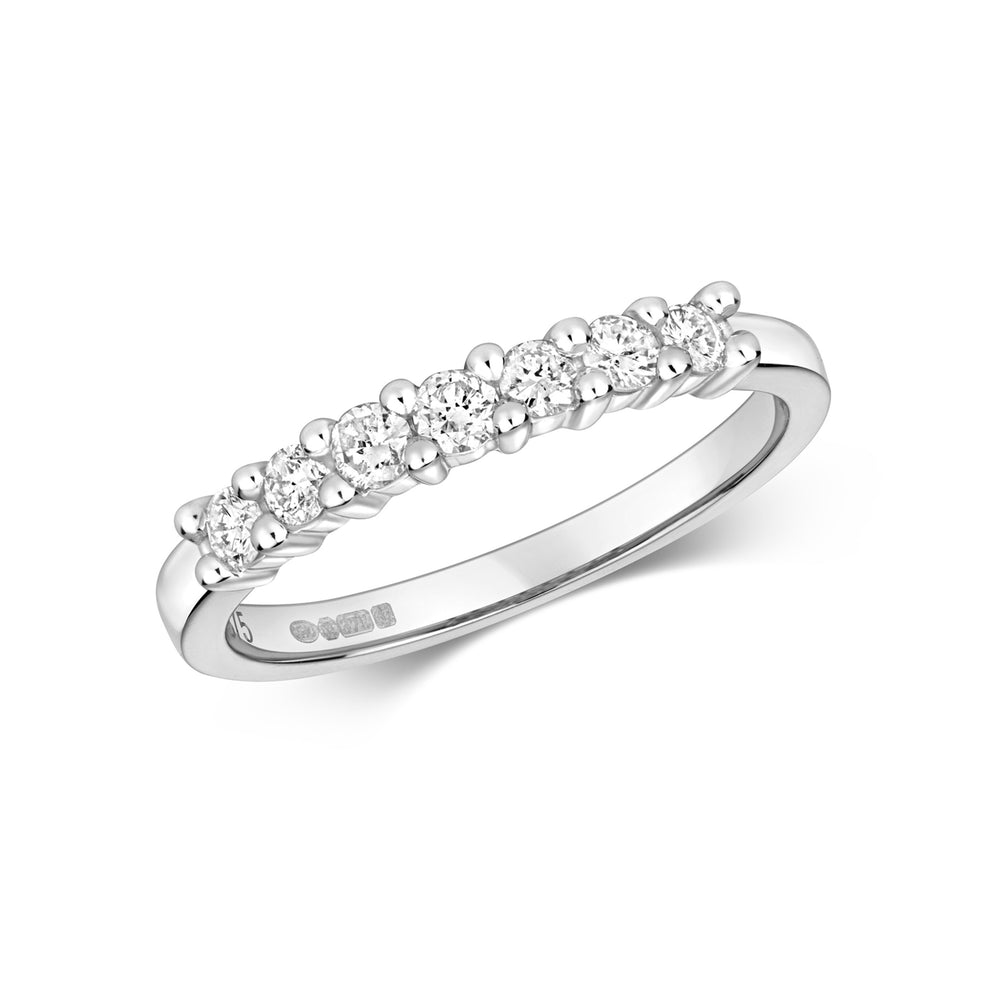 9ct White Gold Diamond Seven Stone Half Eternity Ring