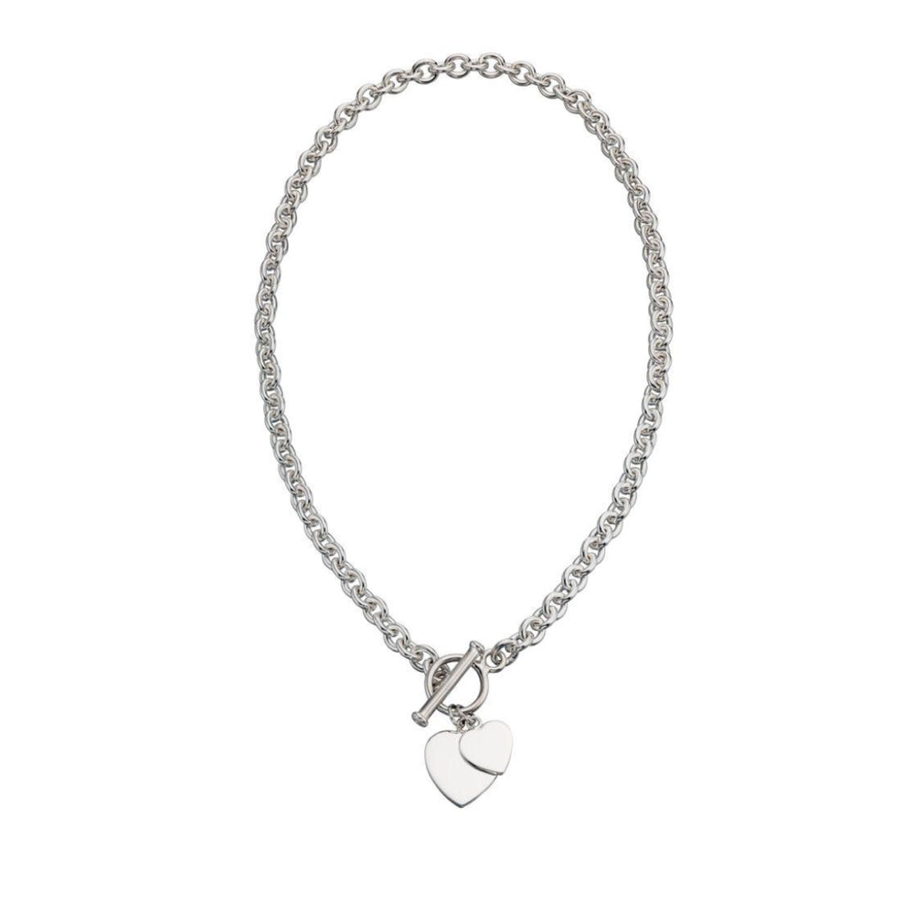 Inner Circle Heart Toggle Necklace in Silver - j.hoffman's