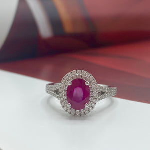 18ct White Gold, Ruby and Diamond Ring - Maudes The Jewellers
